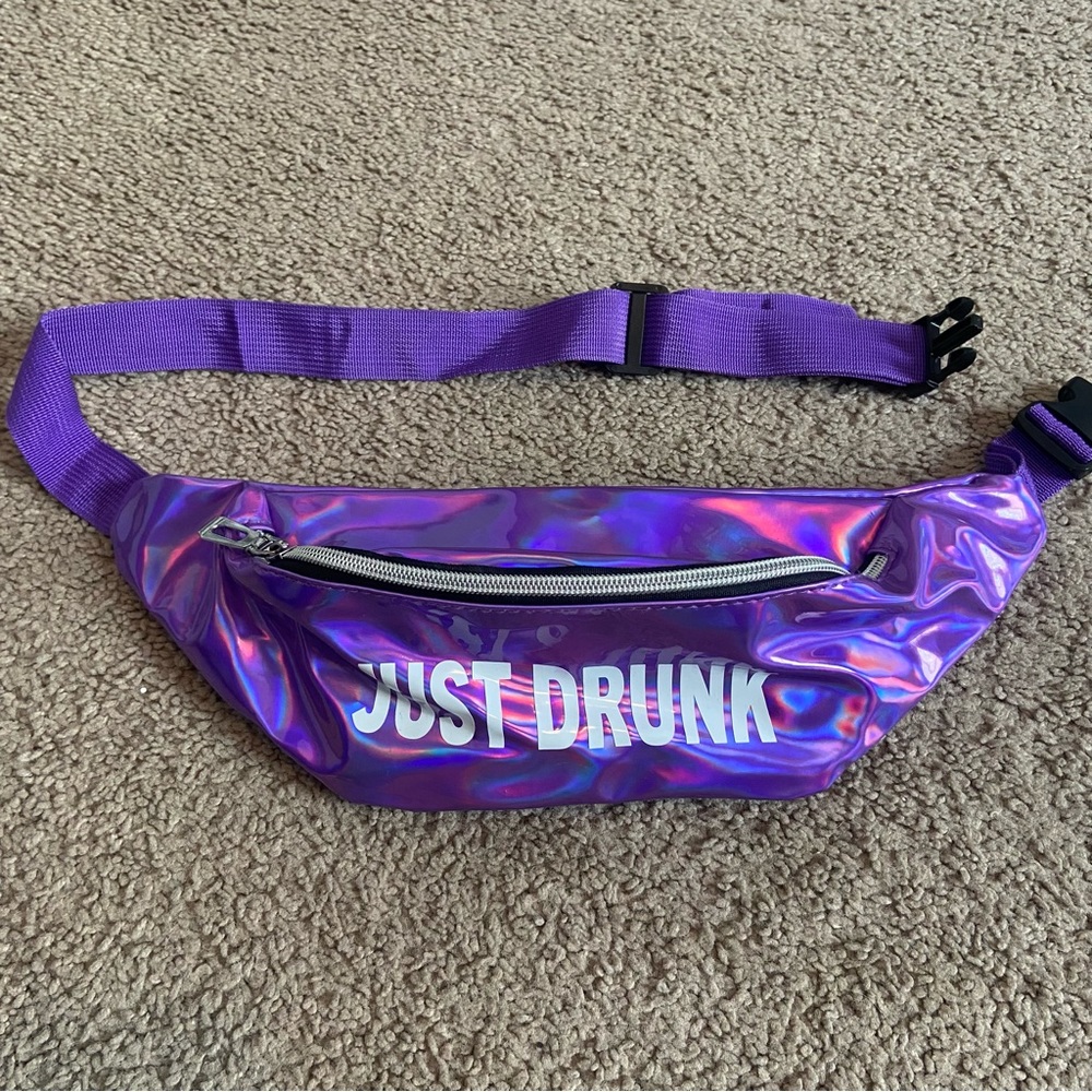 Just Drunk Purple Retro Fanny Pack Adjustable Funny Gift